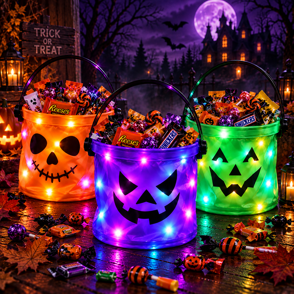 TRICK-OR-TREAT CREW — 3 LED BUCKETS